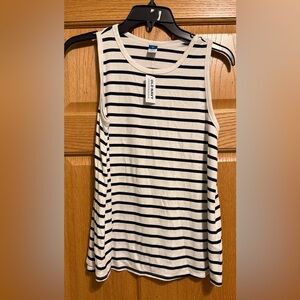 Old Navy Navy and White Striped Tank Top